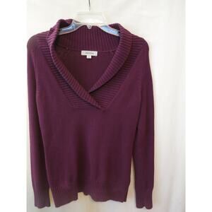MERONA Sweater Pullover Size S Women's V Neck Cotton Blend Purple Casual